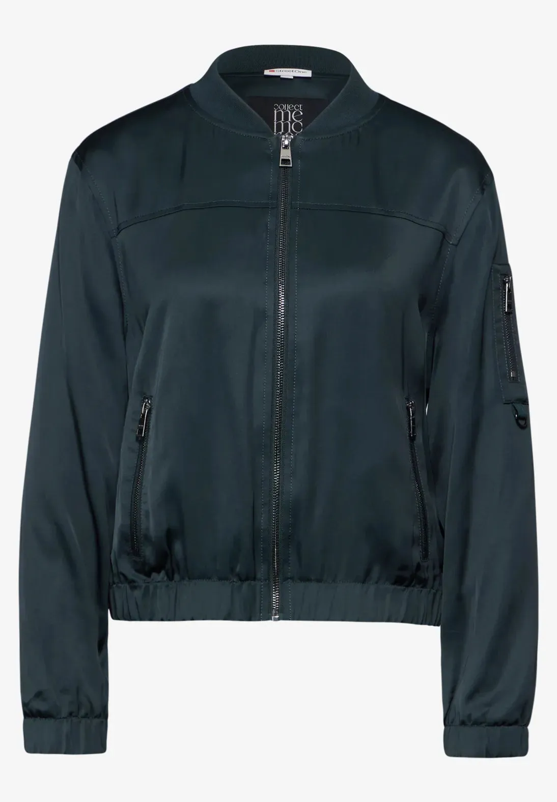 212259- Satin Bomber Jacket- Hunter Green- Street One