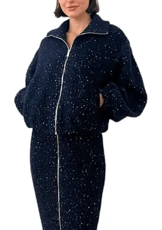Amanda Como Bomber Jacket in Navy Multi