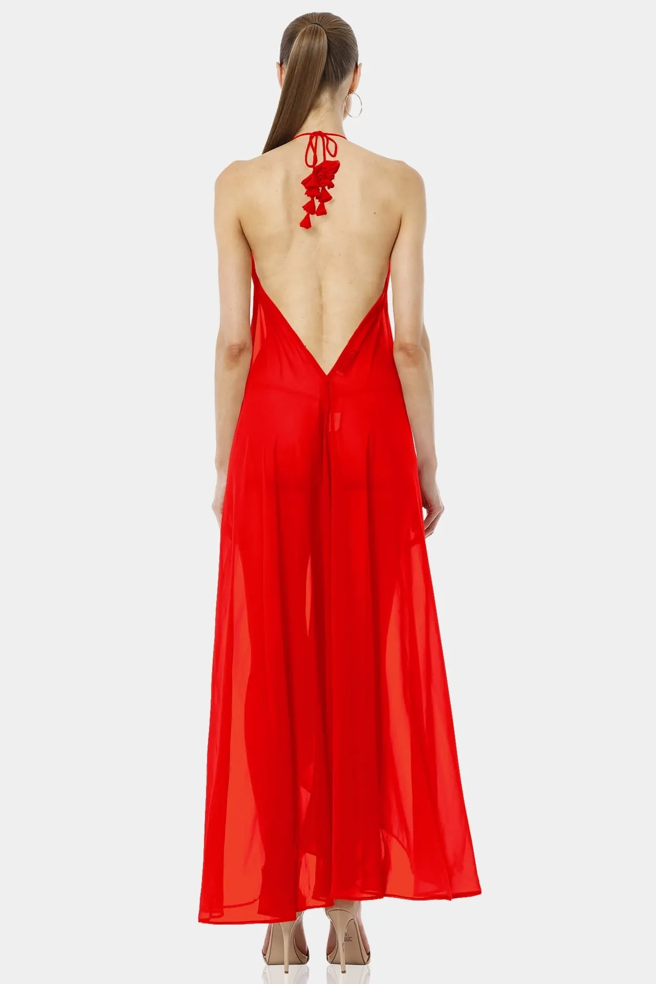 Architect's House Red Lava Long Sheer Dress