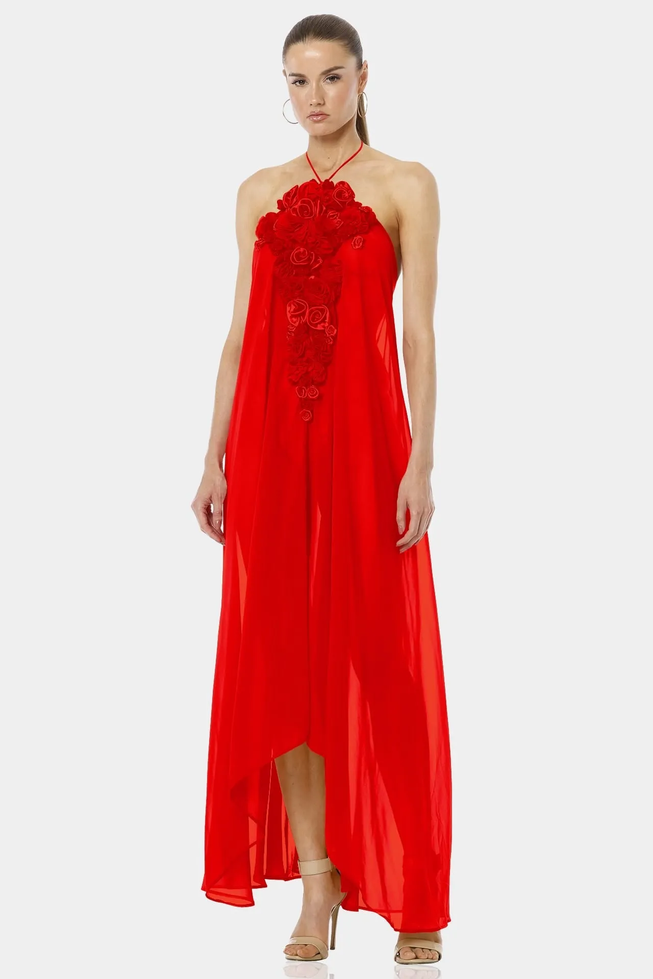 Architect's House Red Lava Long Sheer Dress