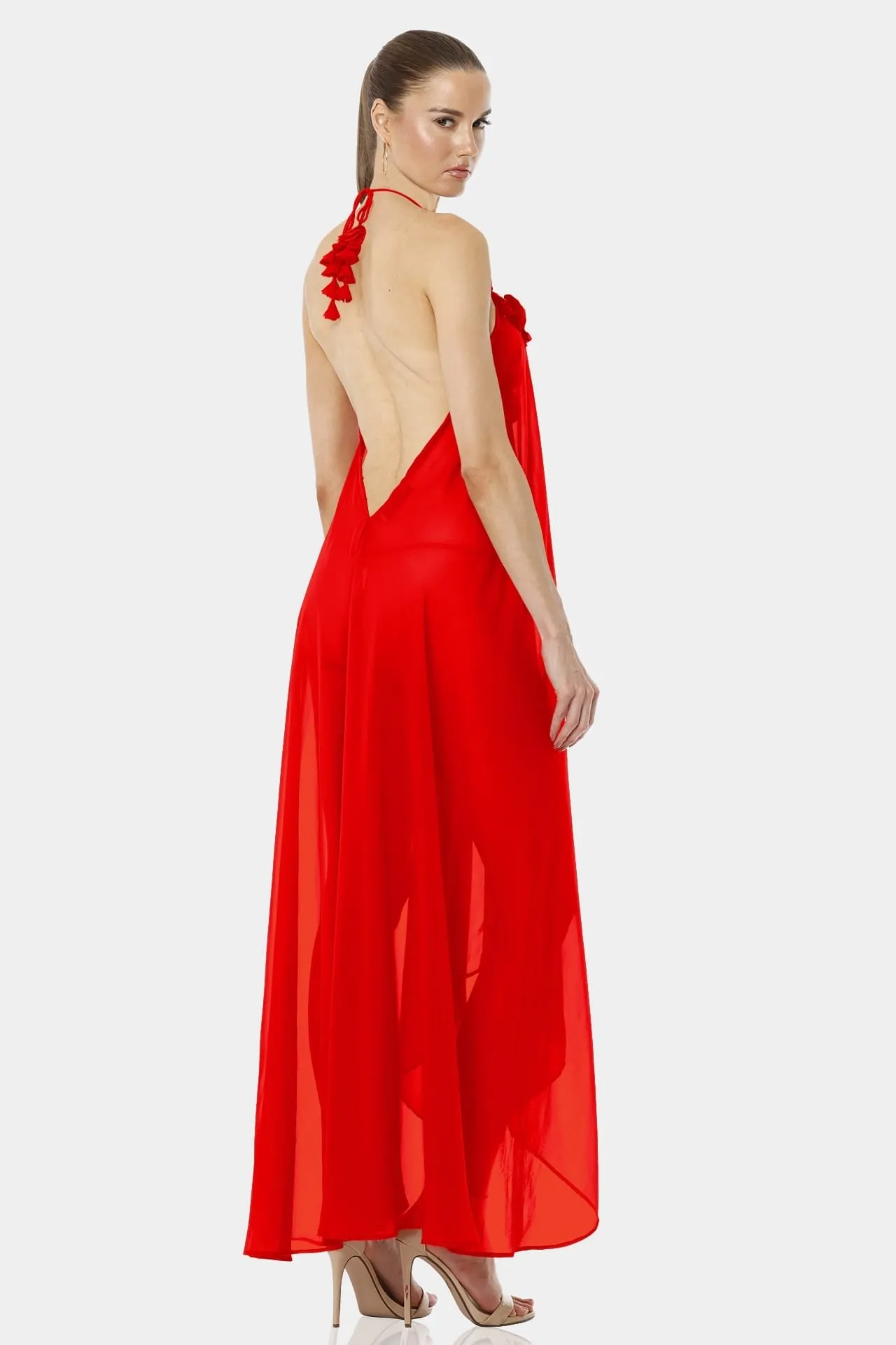 Architect's House Red Lava Long Sheer Dress