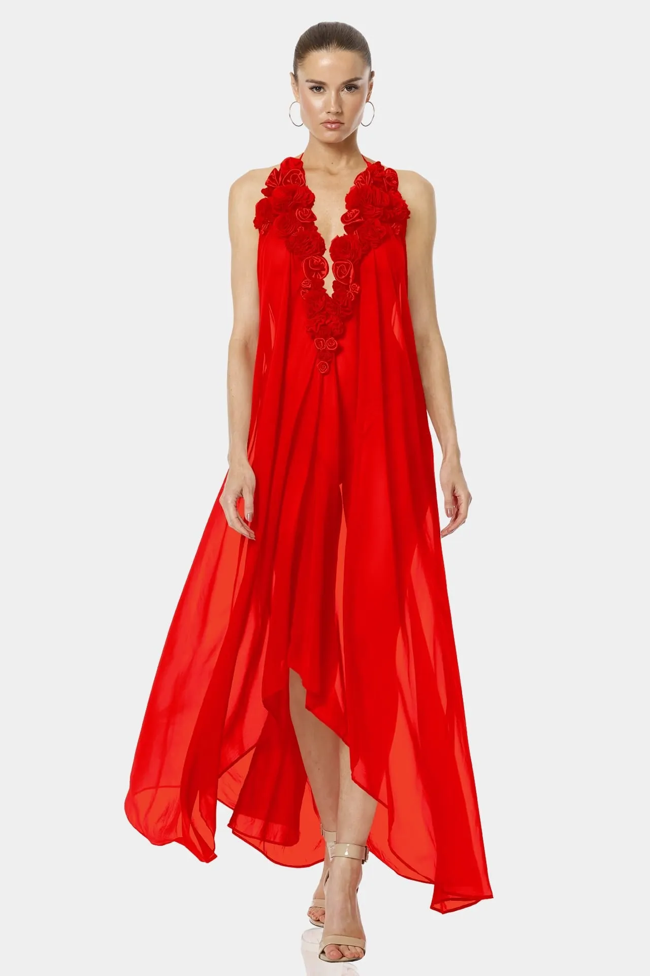 Architect's House Red Lava Long Sheer Dress