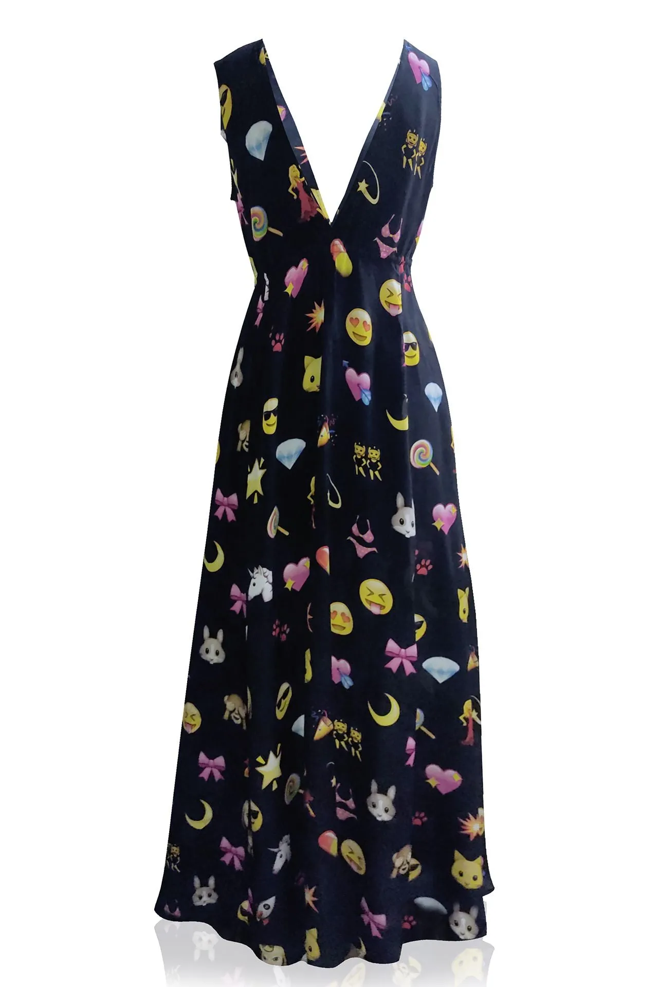As Seen On Paris Hilton Emoji Print Black Maxi Dress