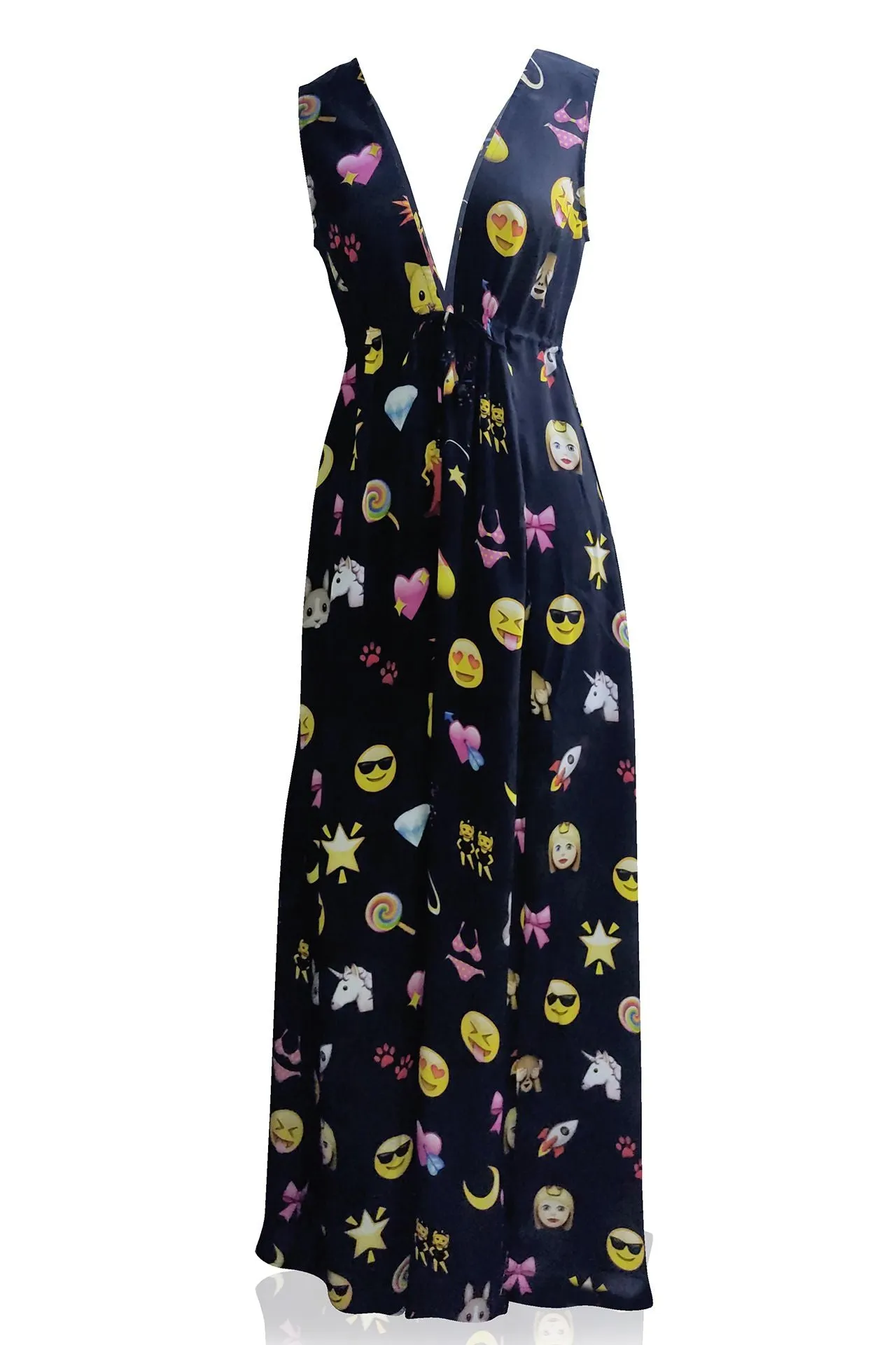 As Seen On Paris Hilton Emoji Print Black Maxi Dress