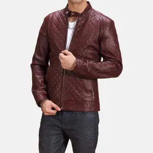 BIKER-1414 MUSH Burgandee Maroon Leather Biker Jacket