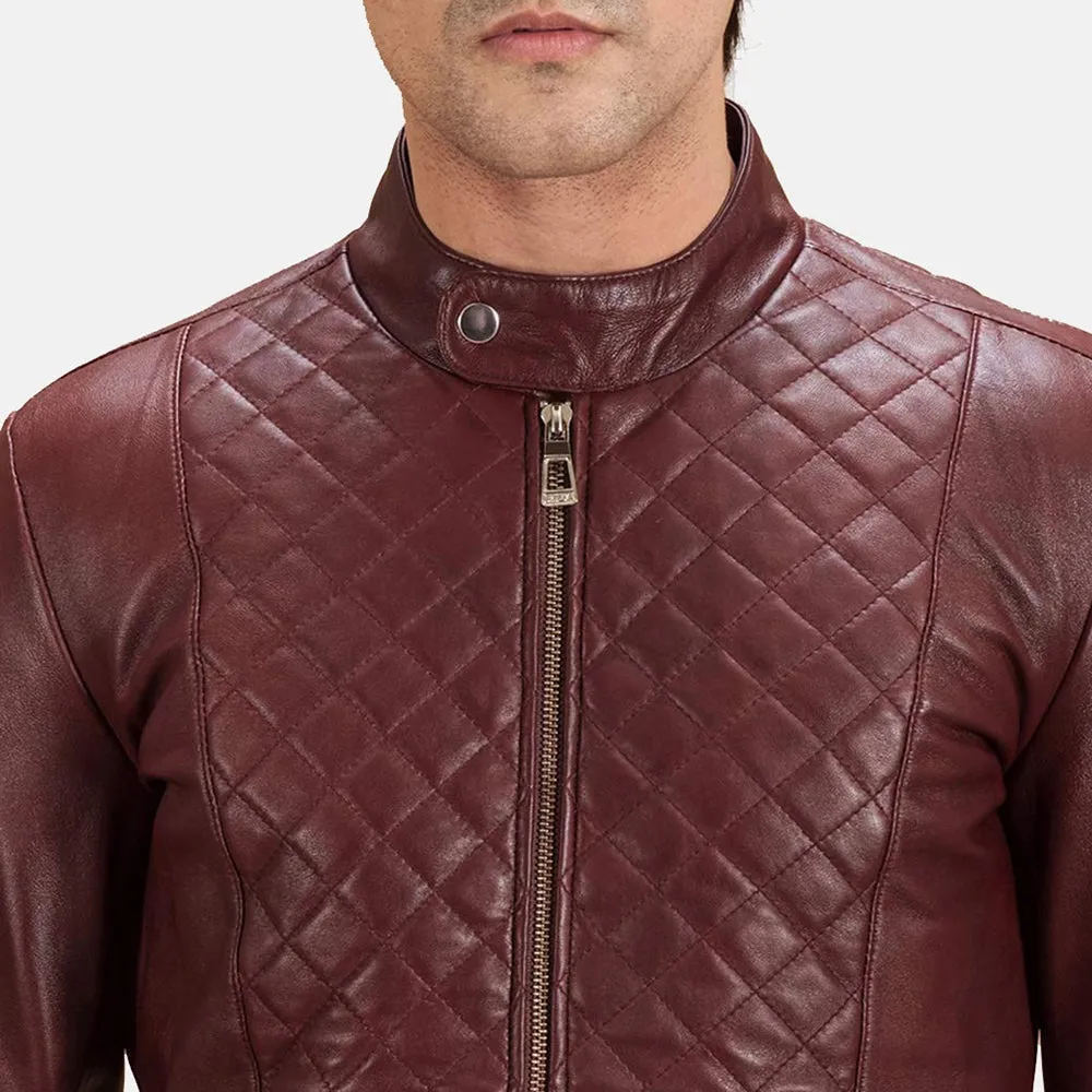 BIKER-1414 MUSH Burgandee Maroon Leather Biker Jacket