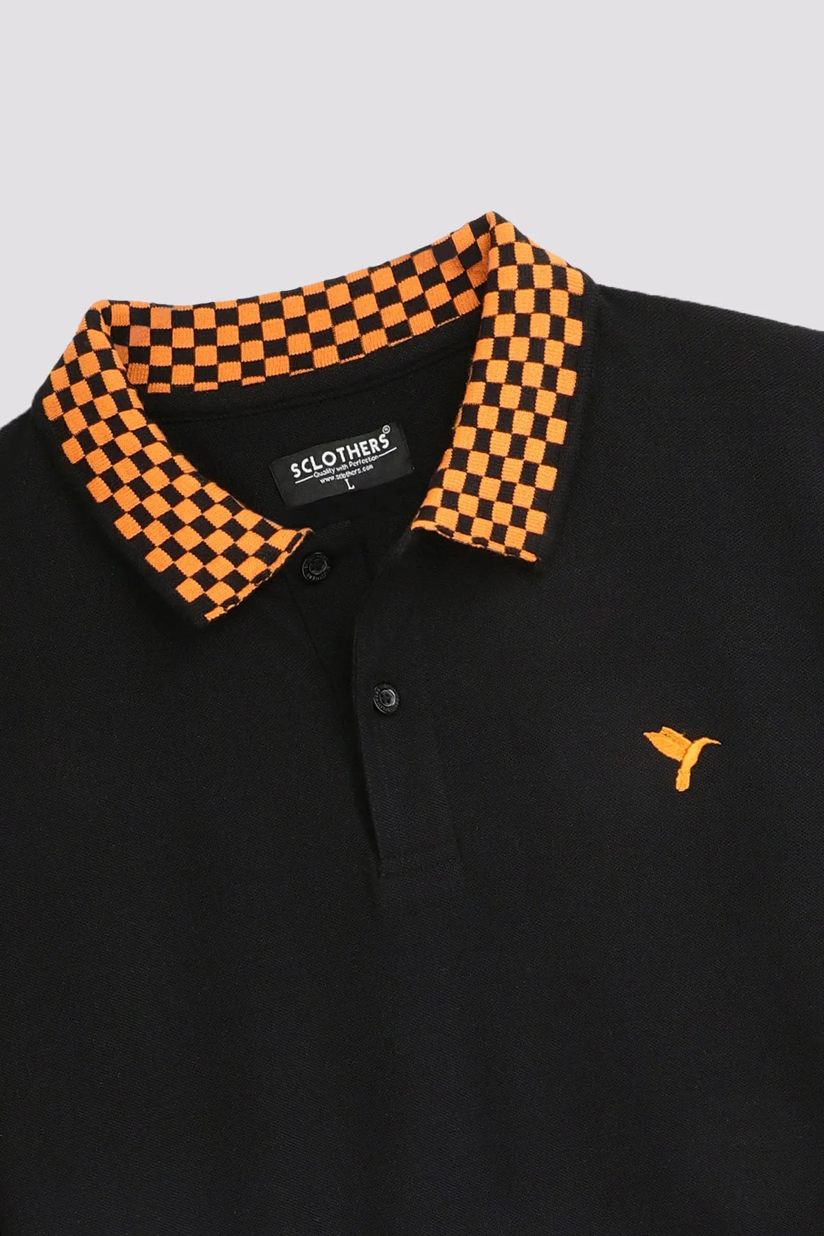 Black & Orange Jacquard Polo Shirt - A24 - MP0250R