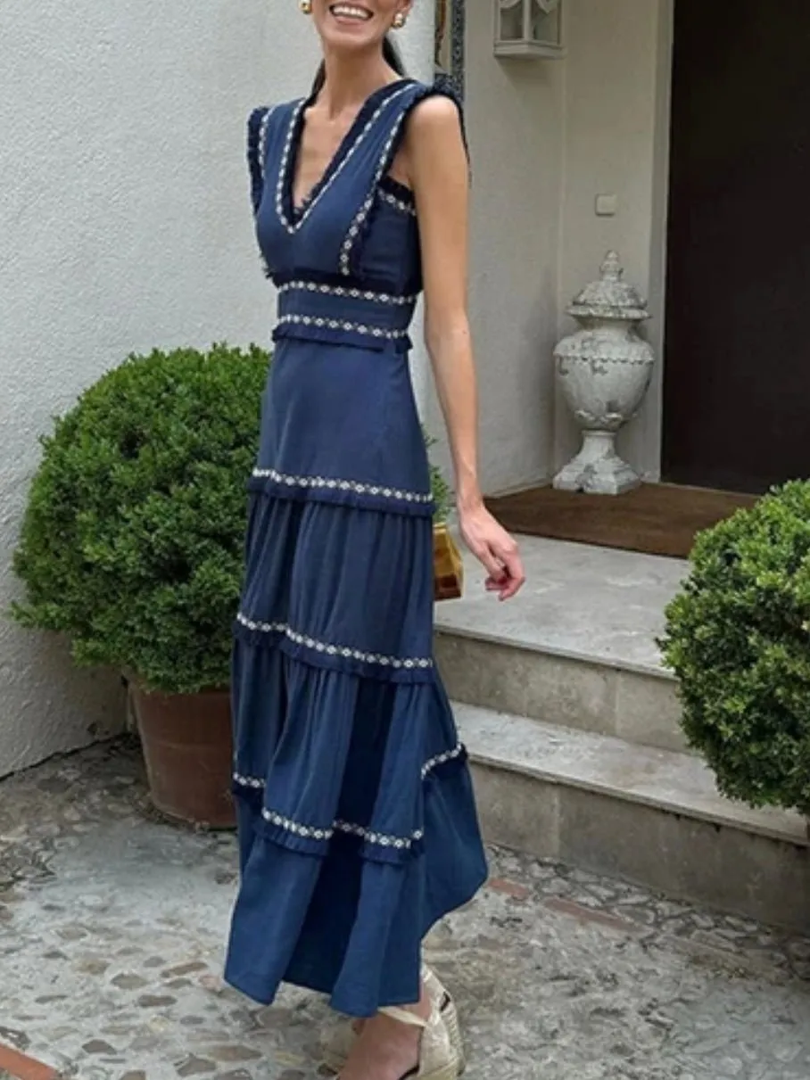 Blue casual maxi dress