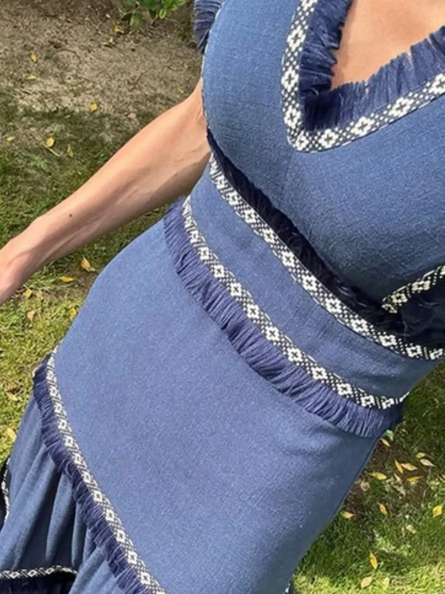 Blue casual maxi dress
