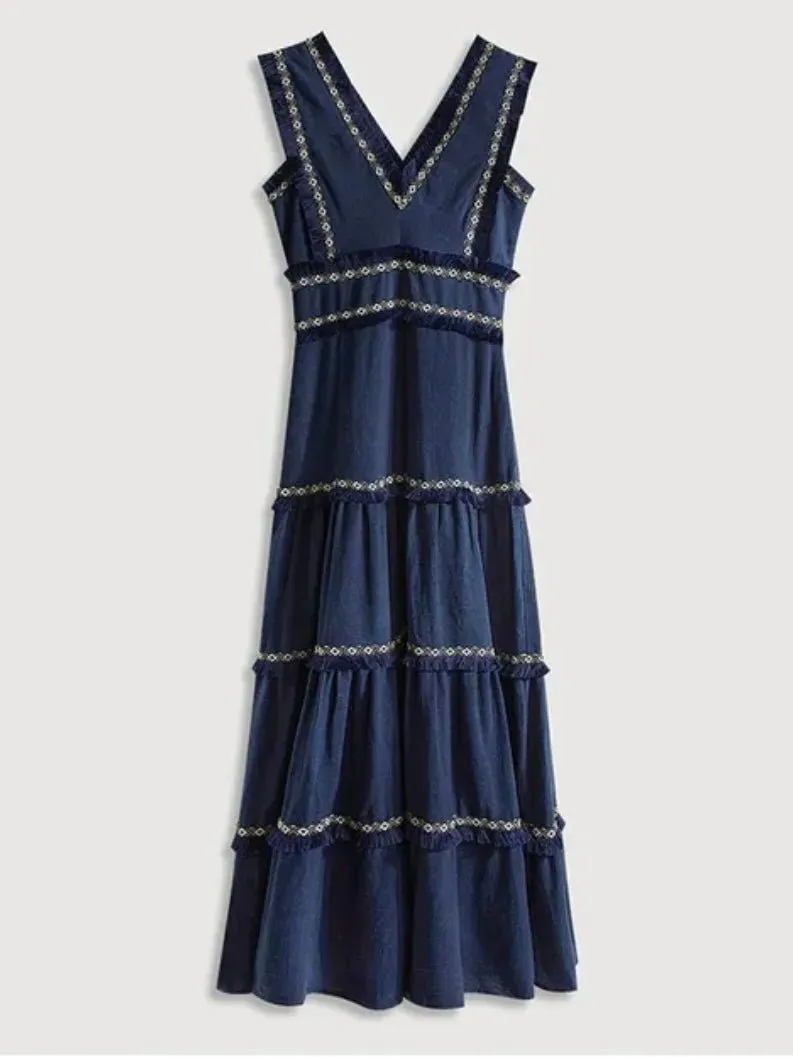 Blue casual maxi dress