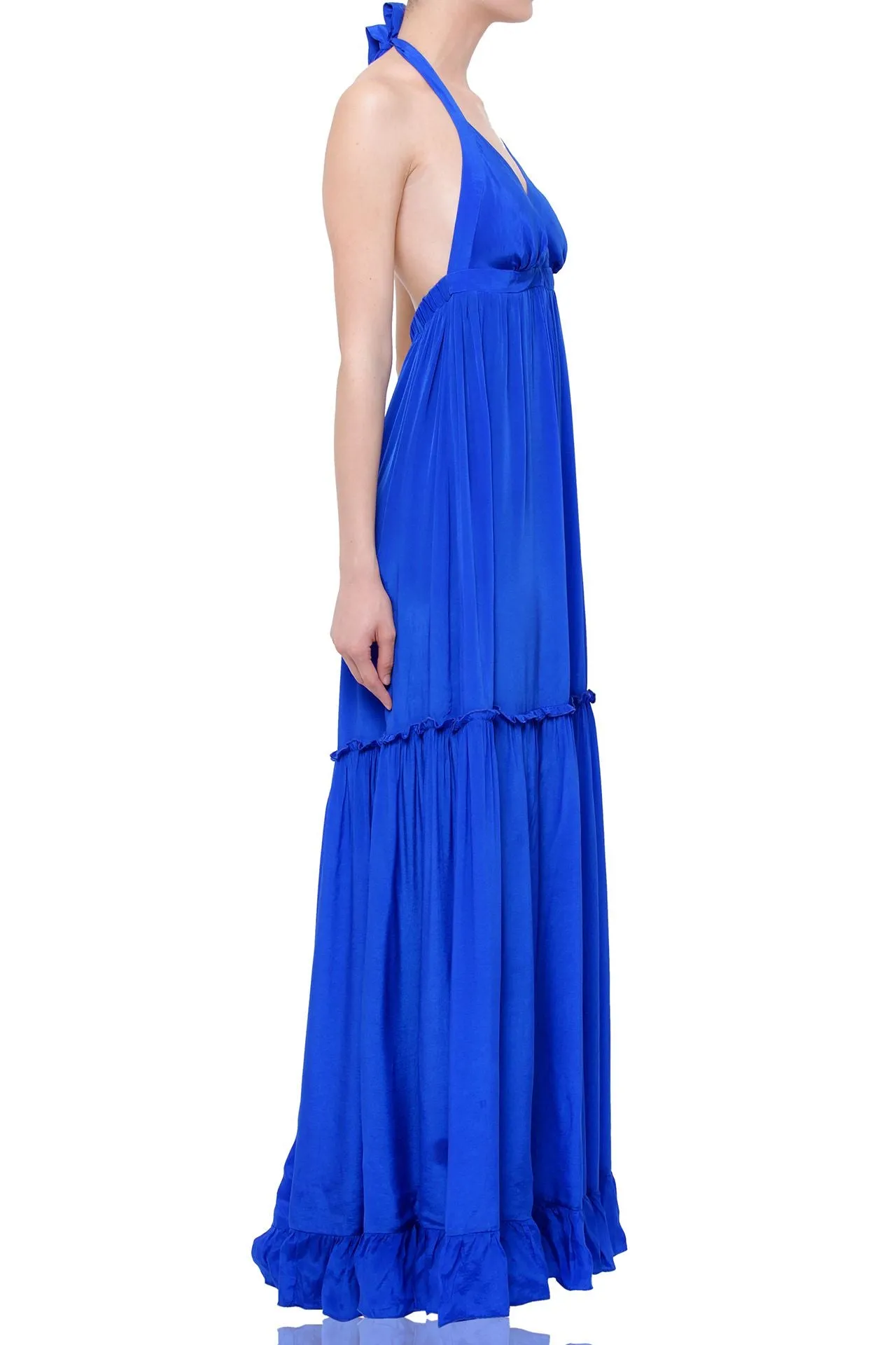 Blue Halter Neck Maxi Dress