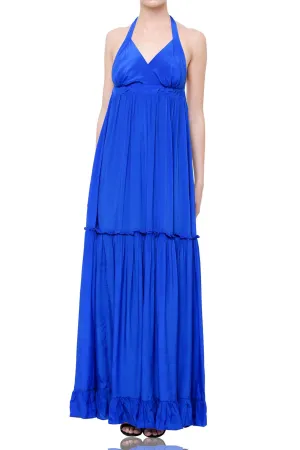Blue Halter Neck Maxi Dress