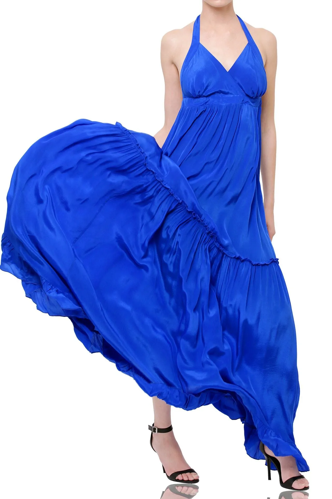 Blue Halter Neck Maxi Dress