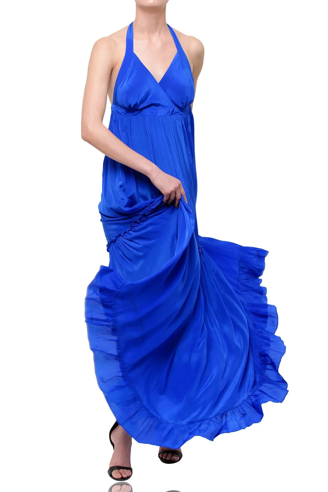 Blue Halter Neck Maxi Dress