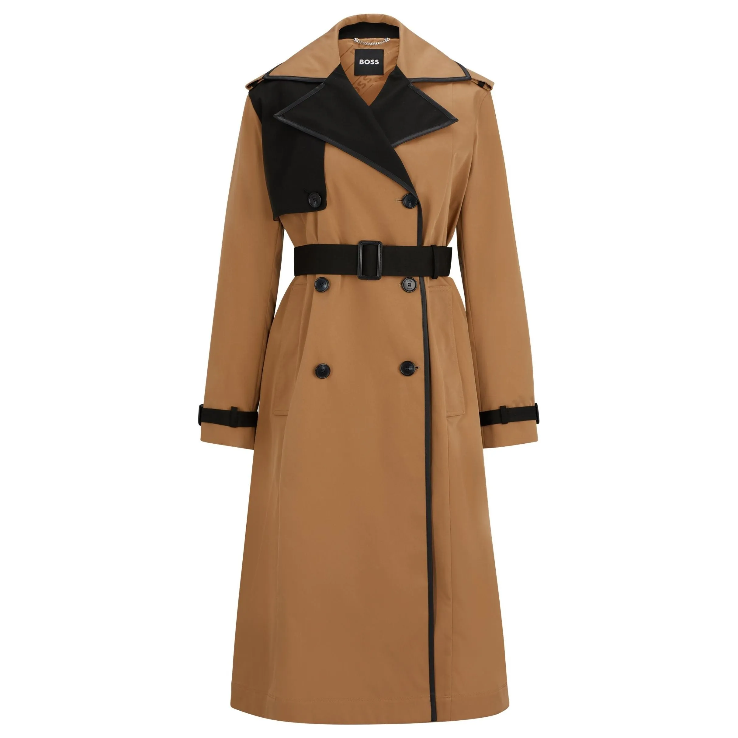 BOSS WATER-REPELLENT TRENCH COAT WITH CONTRASTING DETAILS