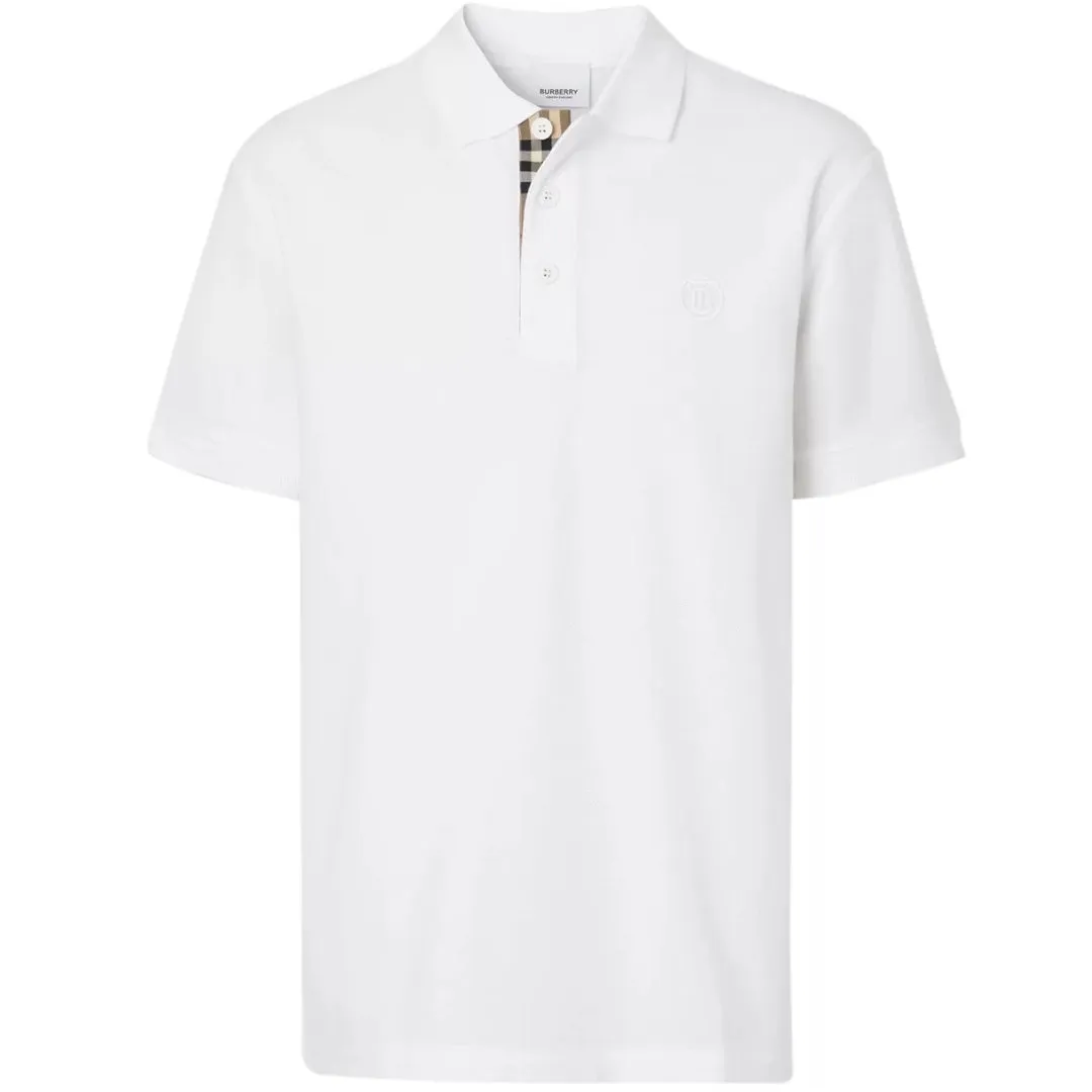 Burberry Branded Circle Logo White Polo Shirt