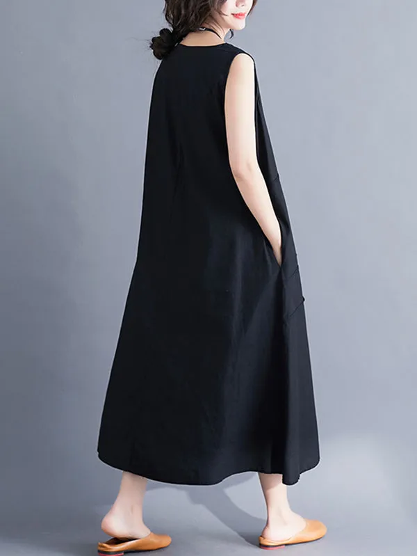 Casual Sleeveless A-line Long dress