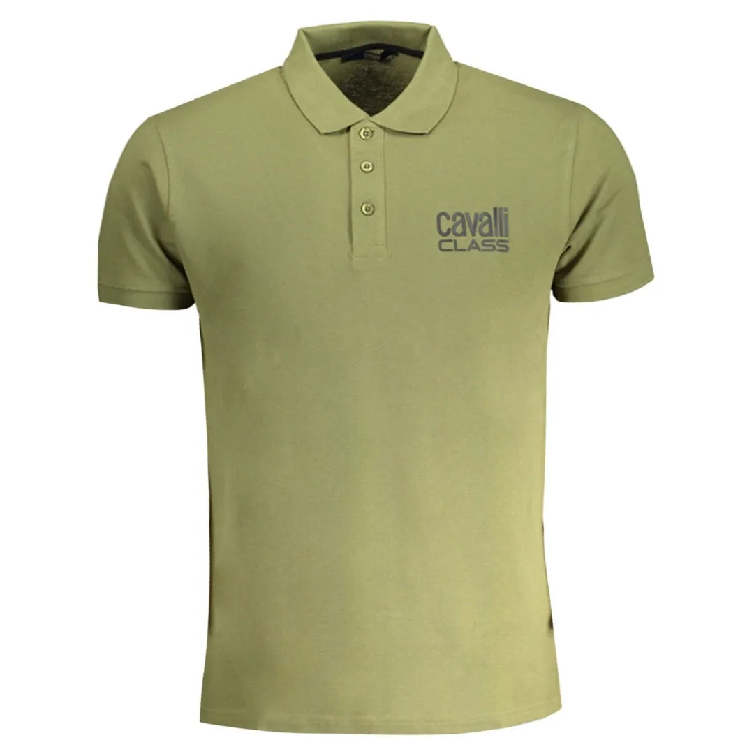 Cavalli Class Bold Logo Green Polo Shirt