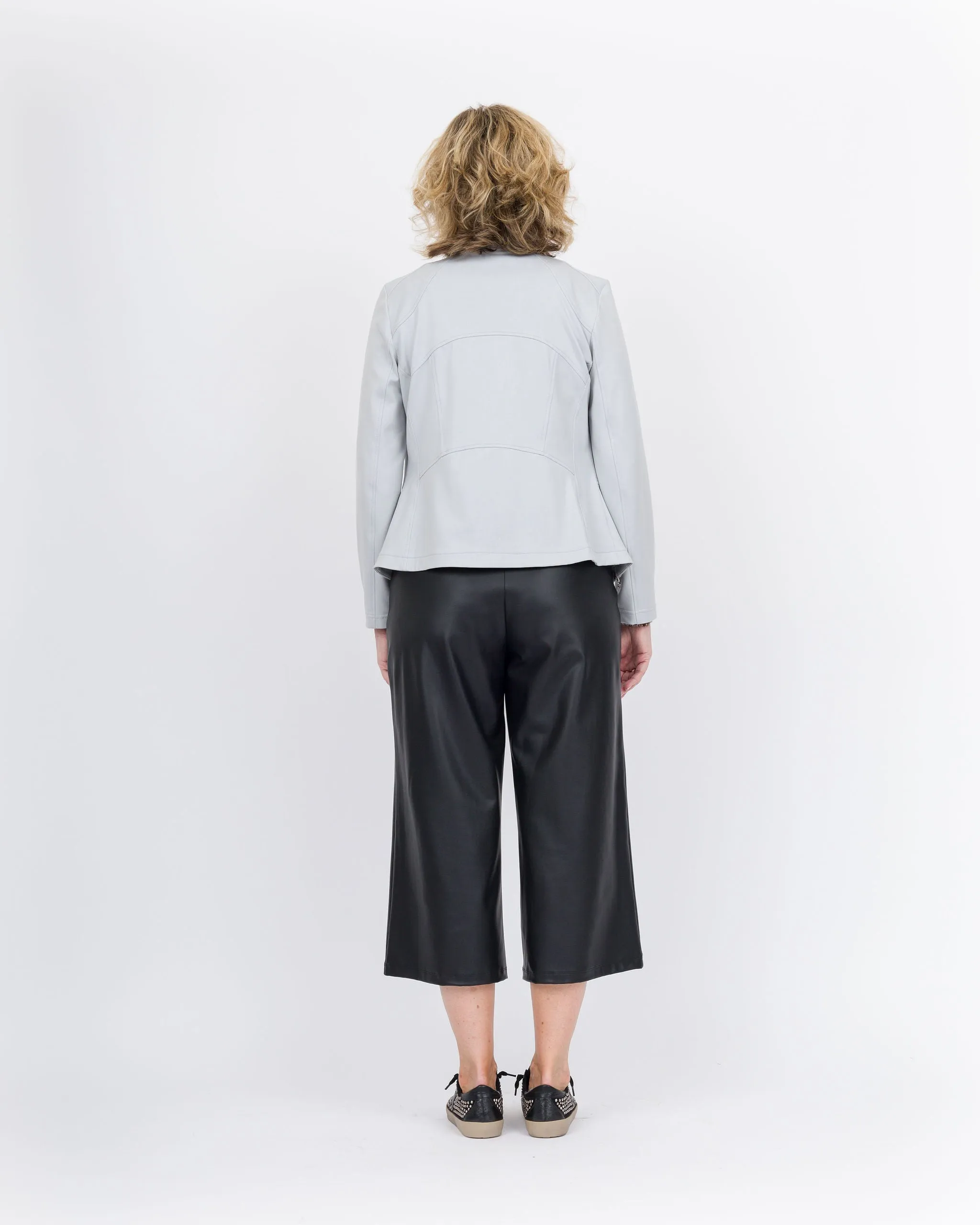 Clara Sunwoo Classic Liquid Leather Jacket-Stone