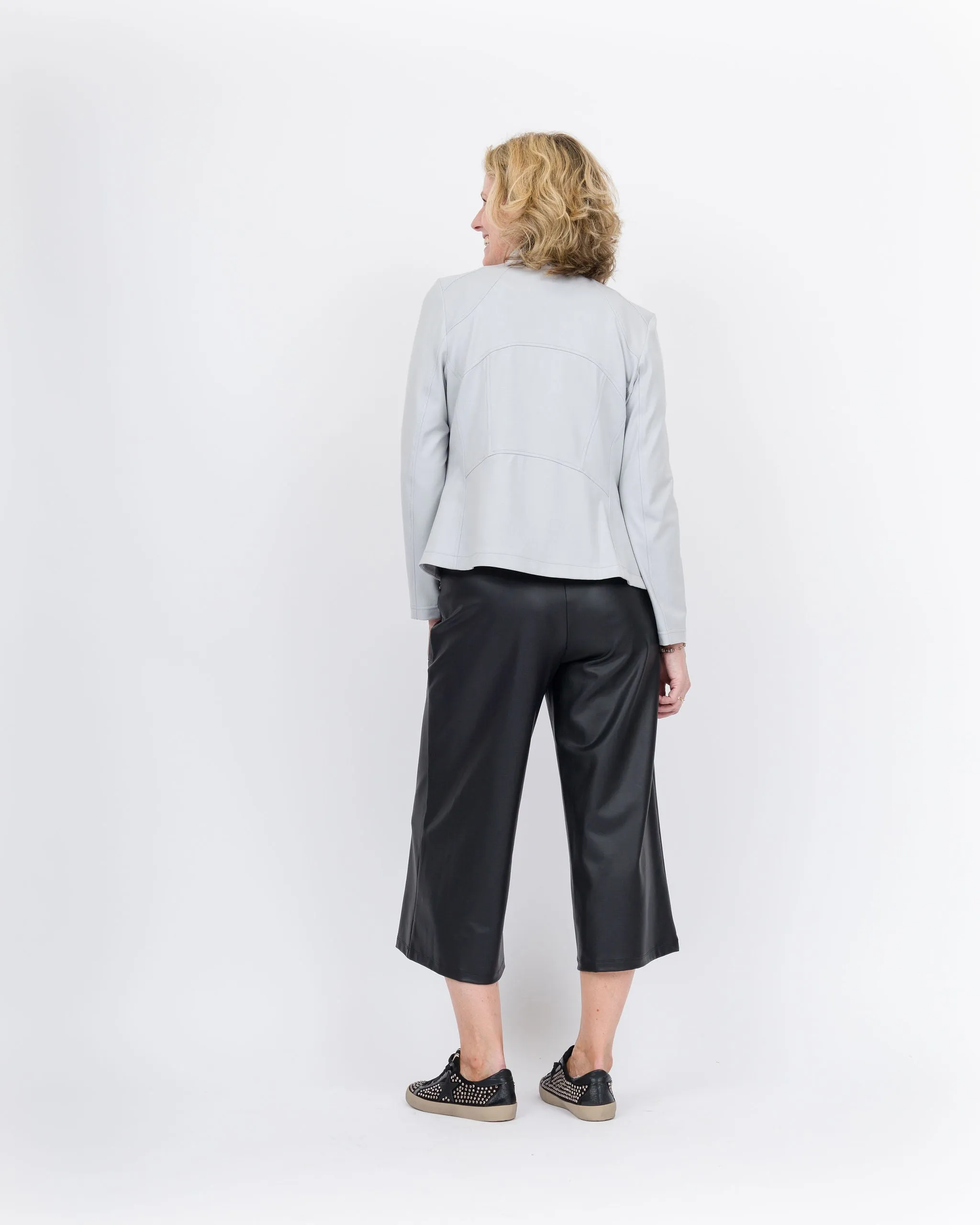 Clara Sunwoo Classic Liquid Leather Jacket-Stone