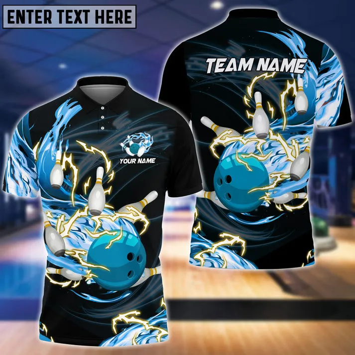Coolspod Bowling Ball & Pins Breath Of Thunder Flame Multicolor Option Customized Name 3D Polo Shirt