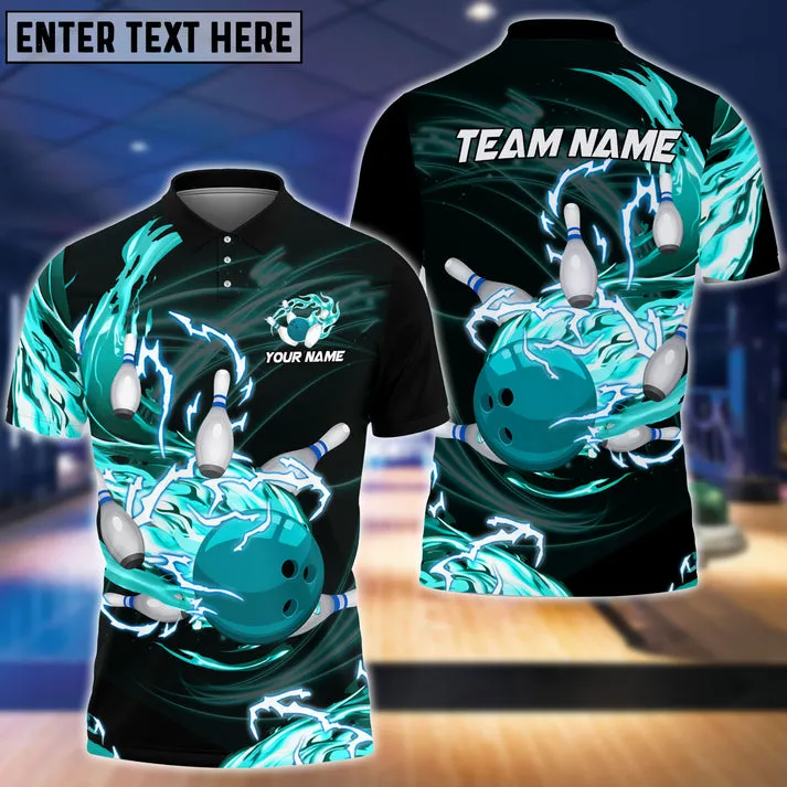 Coolspod Bowling Ball & Pins Breath Of Thunder Flame Multicolor Option Customized Name 3D Polo Shirt