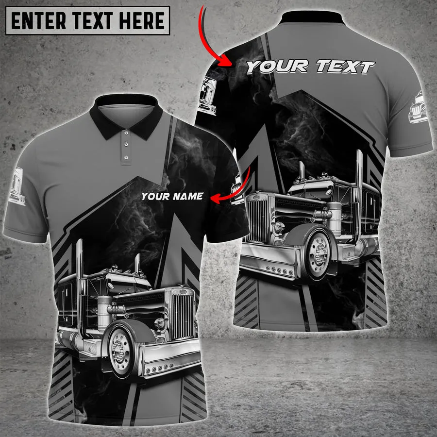 Customized Name Truck Smoke Multicolor Option 3D Polo Shirt, Perfect Gift for Truck Driver