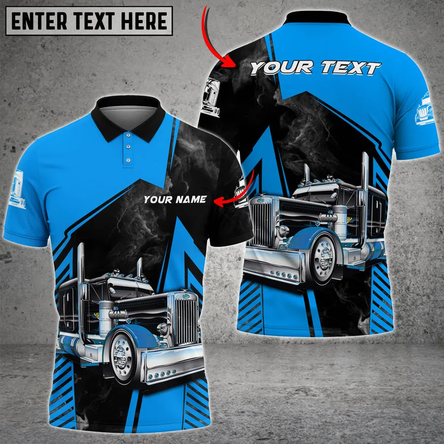 Customized Name Truck Smoke Multicolor Option 3D Polo Shirt, Perfect Gift for Truck Driver