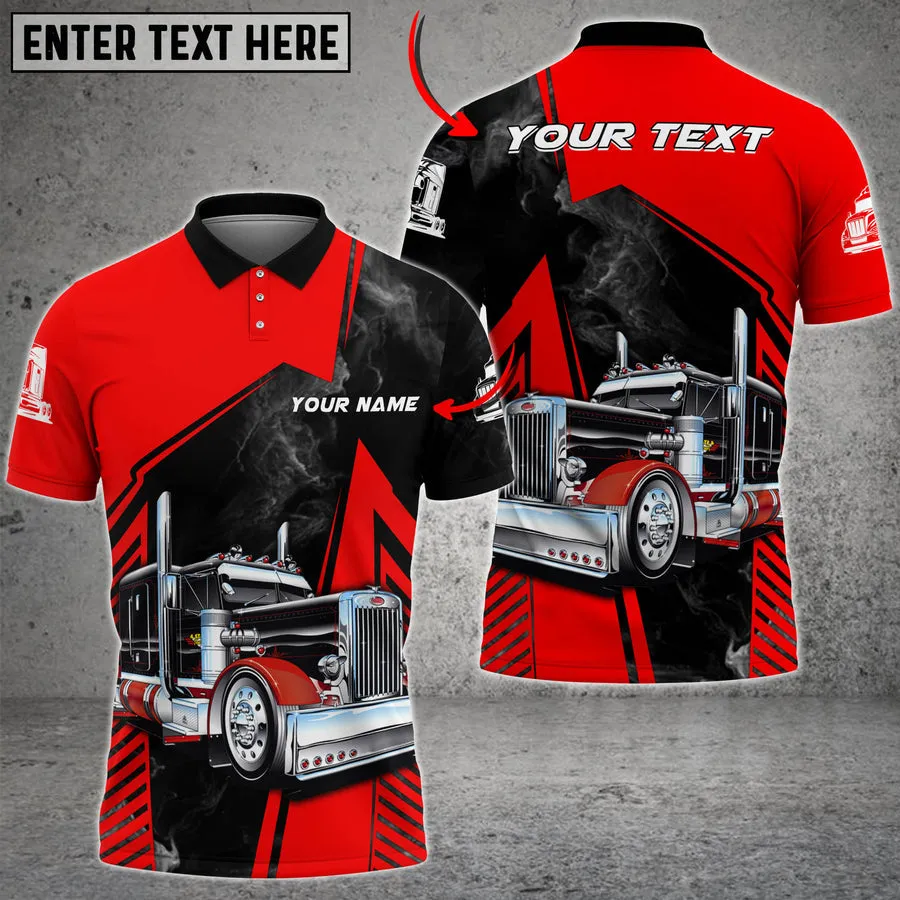 Customized Name Truck Smoke Multicolor Option 3D Polo Shirt, Perfect Gift for Truck Driver
