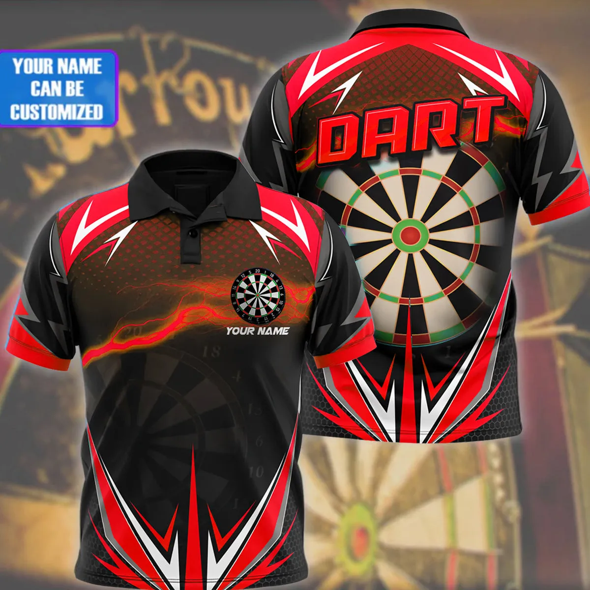 Customized with Name Gifts for Darts Players Polo Shirt, Dart Shirt Full Printing, Best Dart Players Gift, Dart Shirt