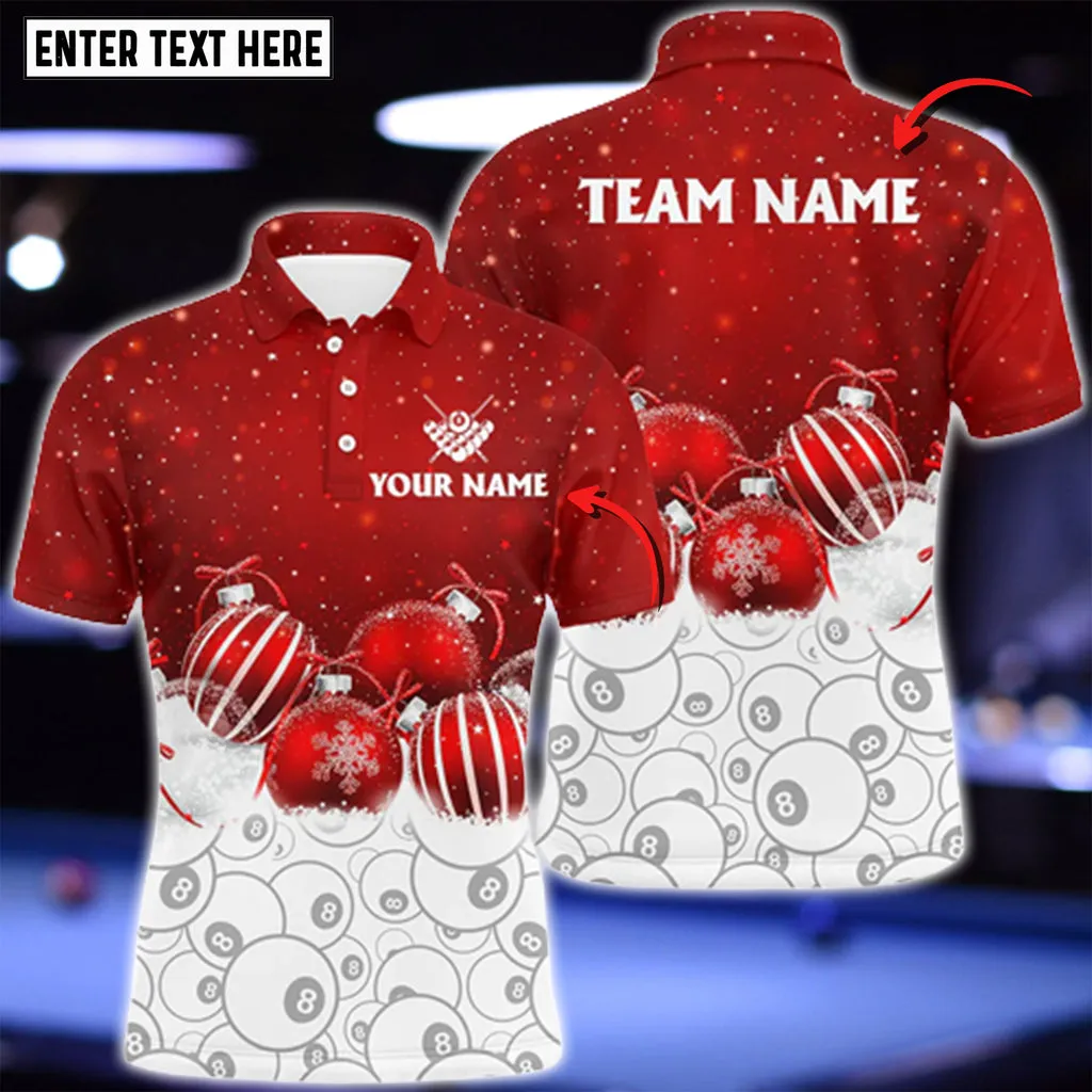 Cute Christmas Customized Billiard 8 Ball Pool Pattern 3D Polo Shirt, Gift for Billiard Christmas