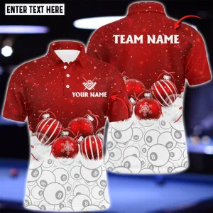 Cute Christmas Customized Billiard 8 Ball Pool Pattern 3D Polo Shirt, Gift for Billiard Christmas