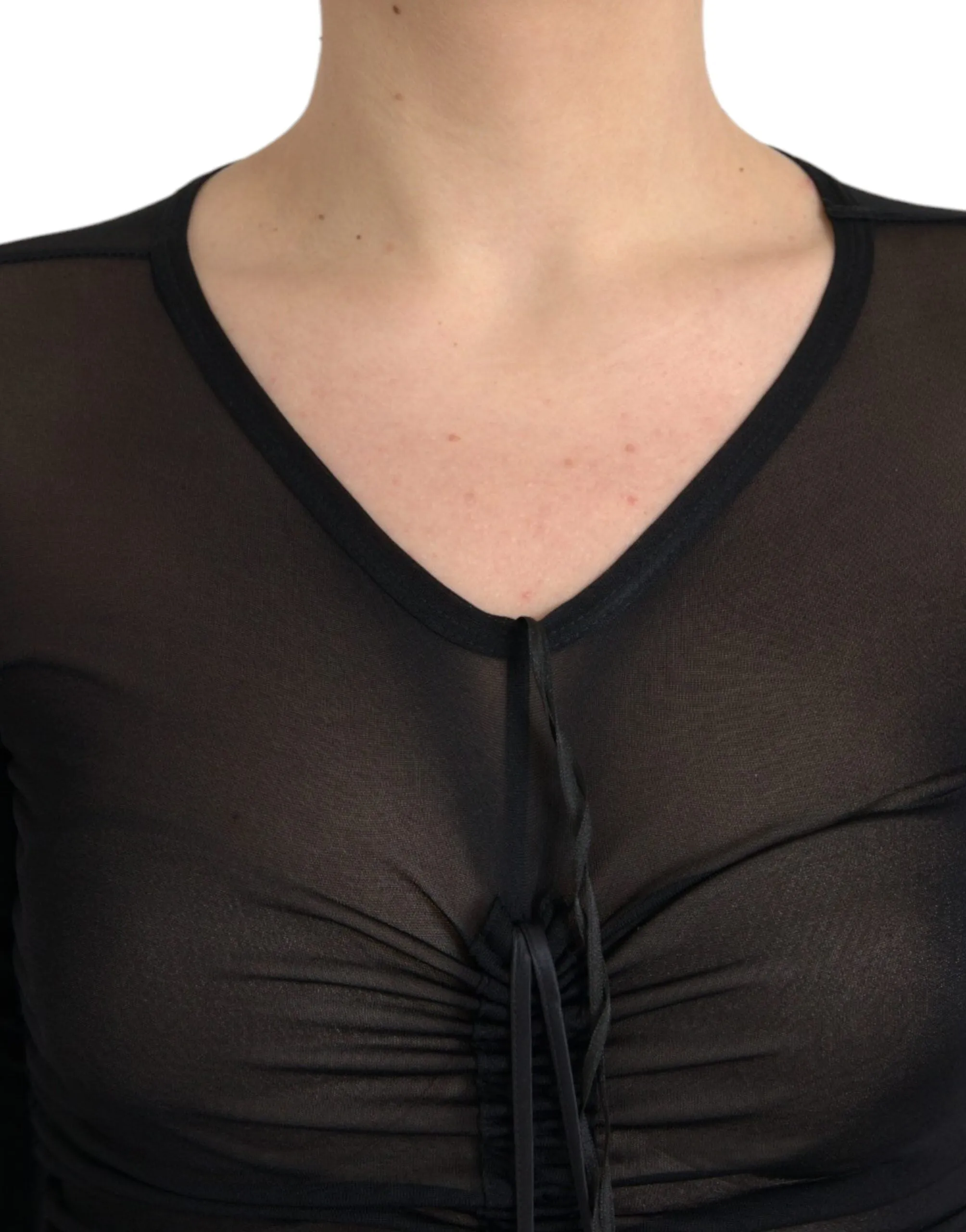 Dolce & Gabbana Black Sheer Bodycon Sheath Midi Dress