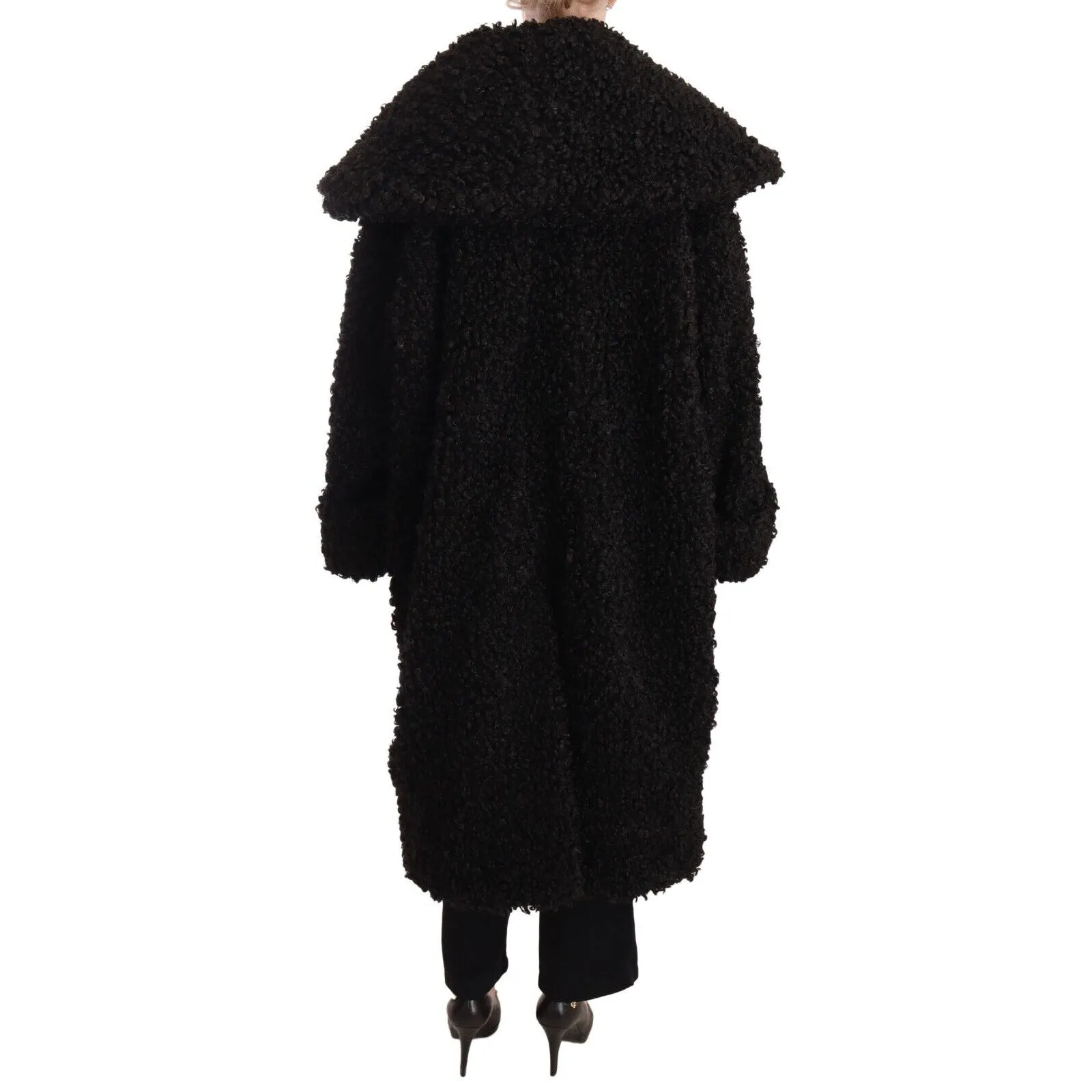 Dolce & Gabbana Elegant Black Fur Cape Trench Coat