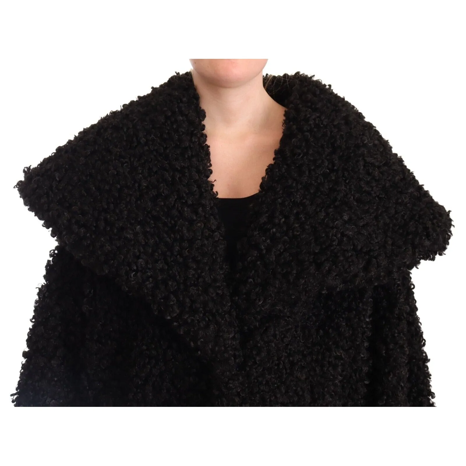 Dolce & Gabbana Elegant Black Fur Cape Trench Coat