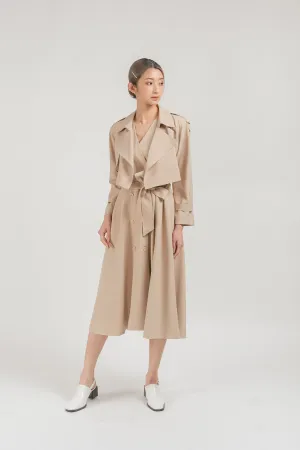 Evia Cropped Trench Coat with Sleeveless Maxi Dress