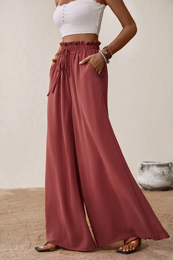 Flared solid color wide leg pants