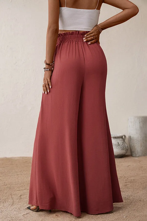 Flared solid color wide leg pants