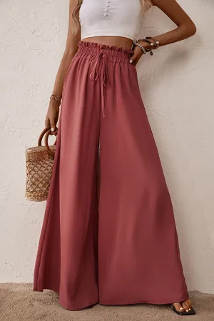 Flared solid color wide leg pants