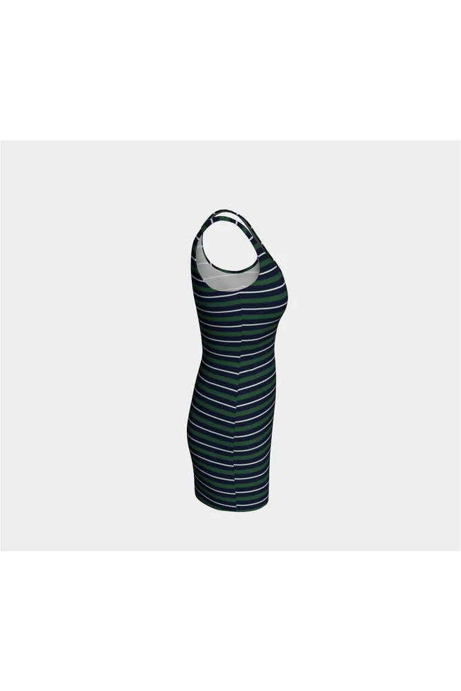 Green and Blue Striped Bodycon Dress