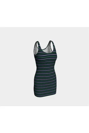 Green and Blue Striped Bodycon Dress