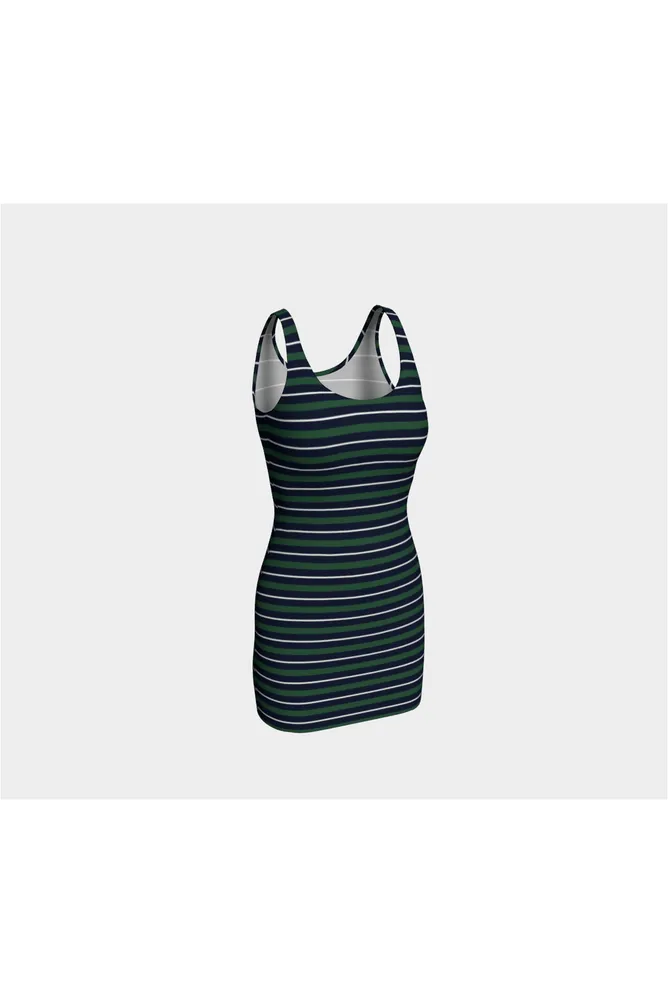 Green and Blue Striped Bodycon Dress