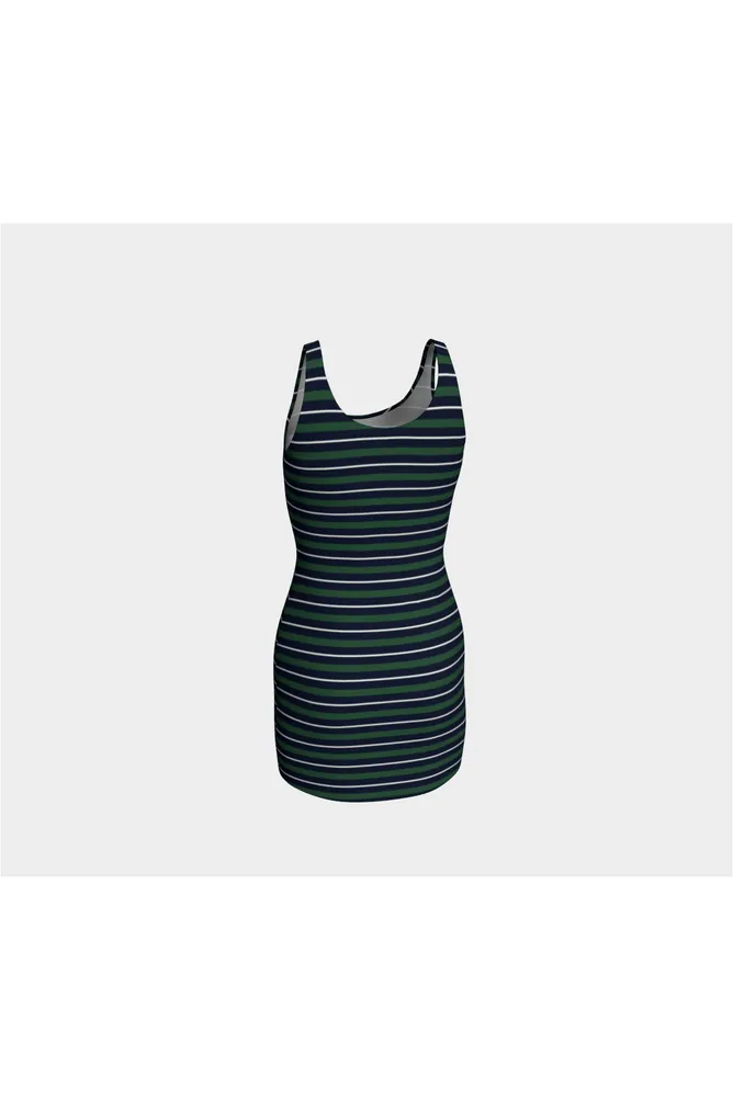 Green and Blue Striped Bodycon Dress