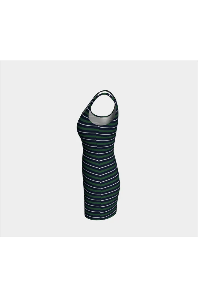 Green and Blue Striped Bodycon Dress
