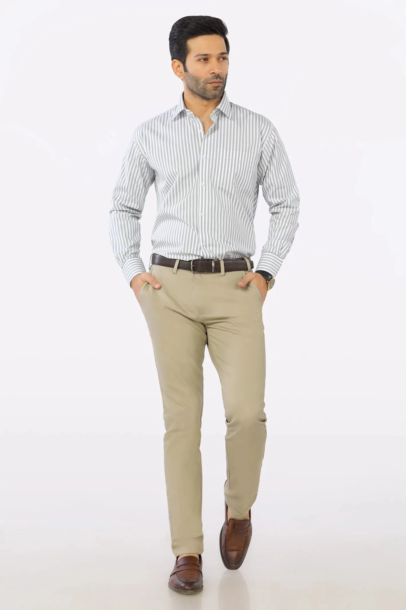 Grey Bengal Stripe Formal Shirt