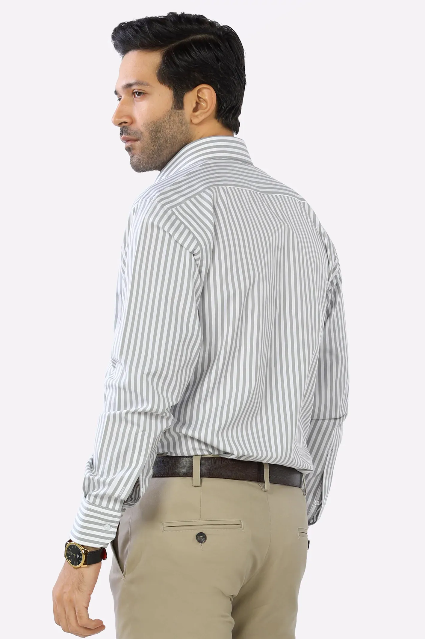Grey Bengal Stripe Formal Shirt