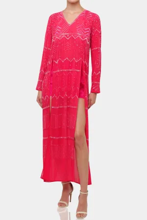 High Slit Long Sleeve Tunic Dress