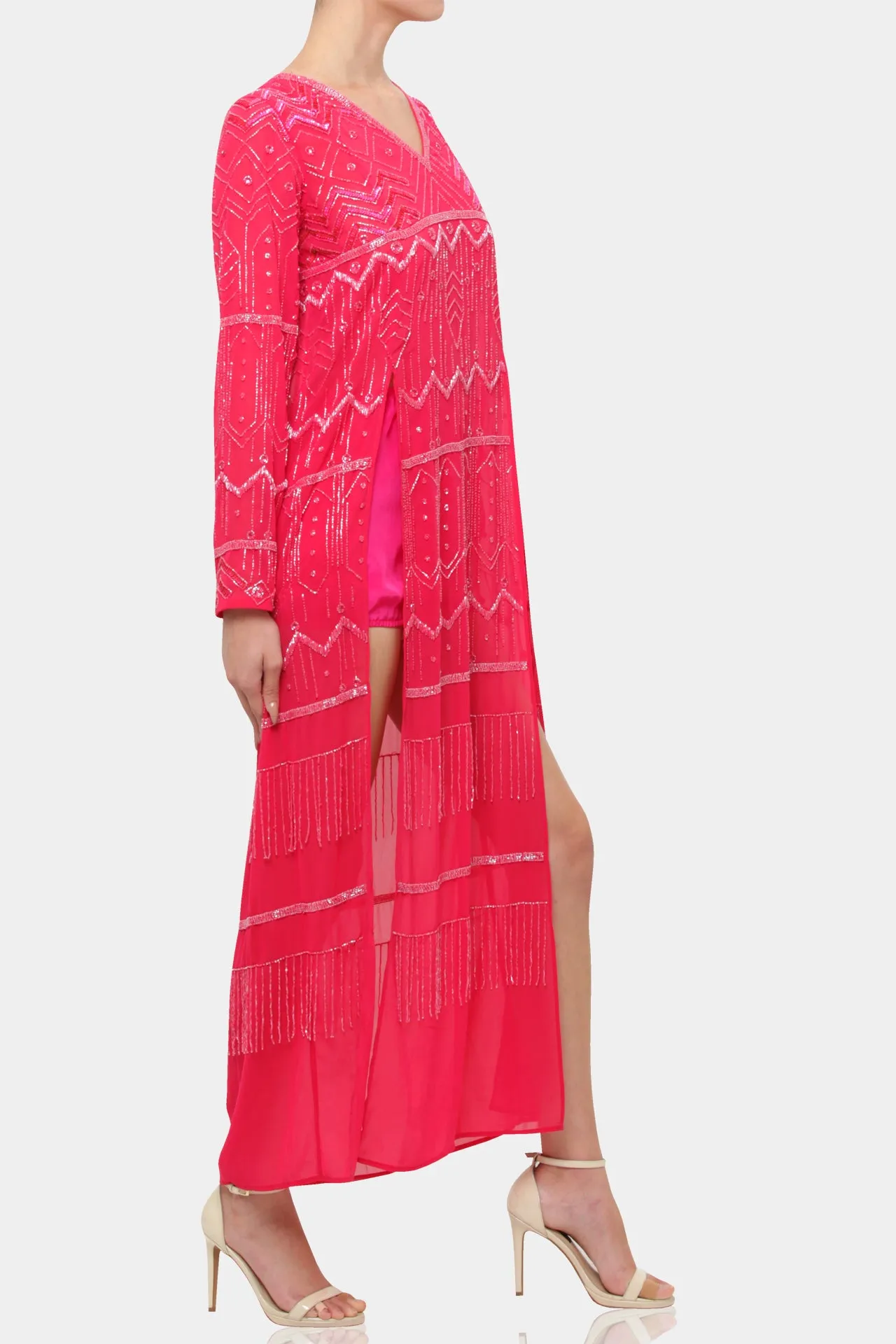 High Slit Long Sleeve Tunic Dress
