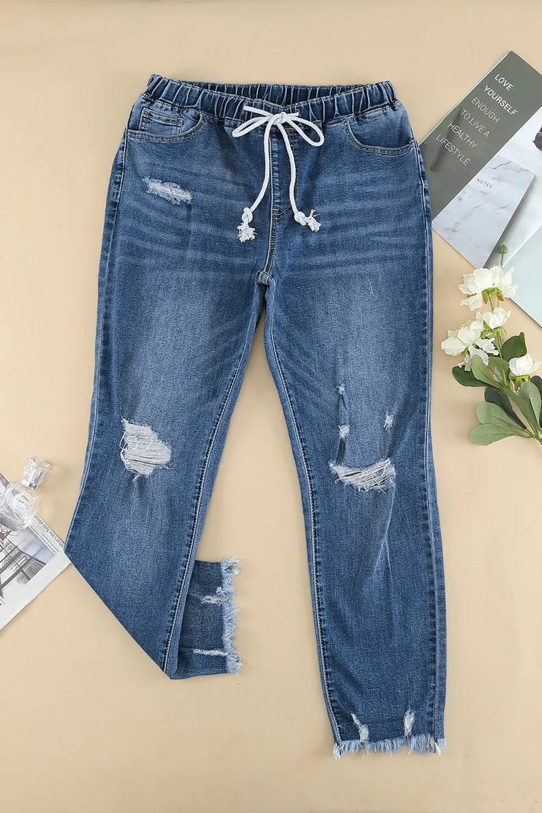 Laced-up Slim-fit Jeans
