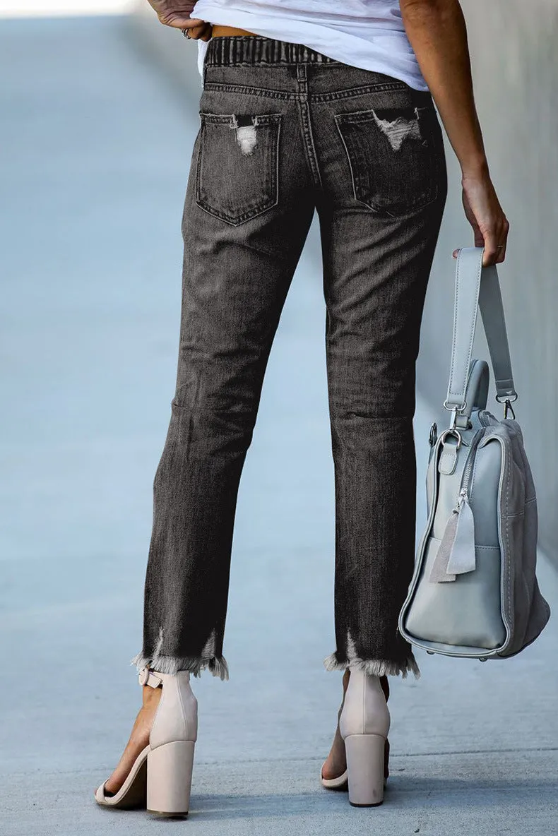 Laced-up Slim-fit Jeans